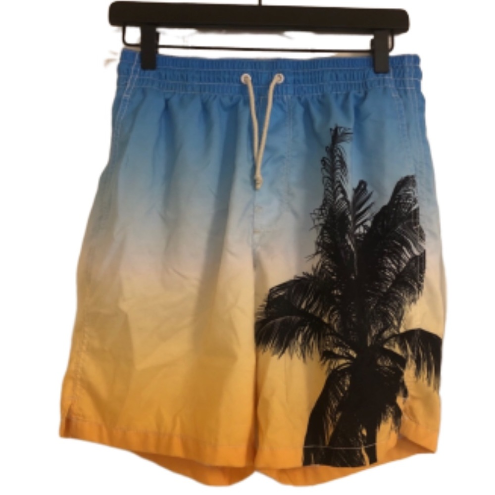 Old Navy Orange & Blue Tropical Swim Trunks Size S